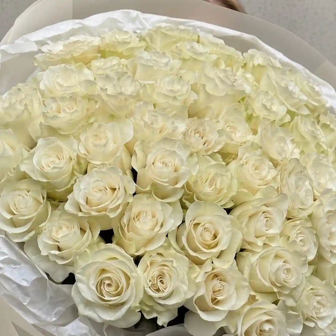 Close-up: White rose bouquet