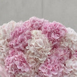 Close-up of a pastel pink hydrangea bouquet by IFIORA florist, Warsaw (Mokotów, Poland)