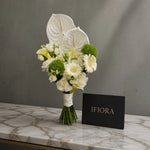 Green Harmony bridal bouquet of white anthurium, gerbera, calla and green dianthus — IFIORA Warsaw