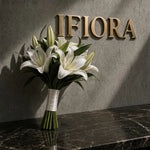 Royal Lily bridal bouquet of white oriental lilies with a satin handle — IFIORA wedding bouquets Warsaw