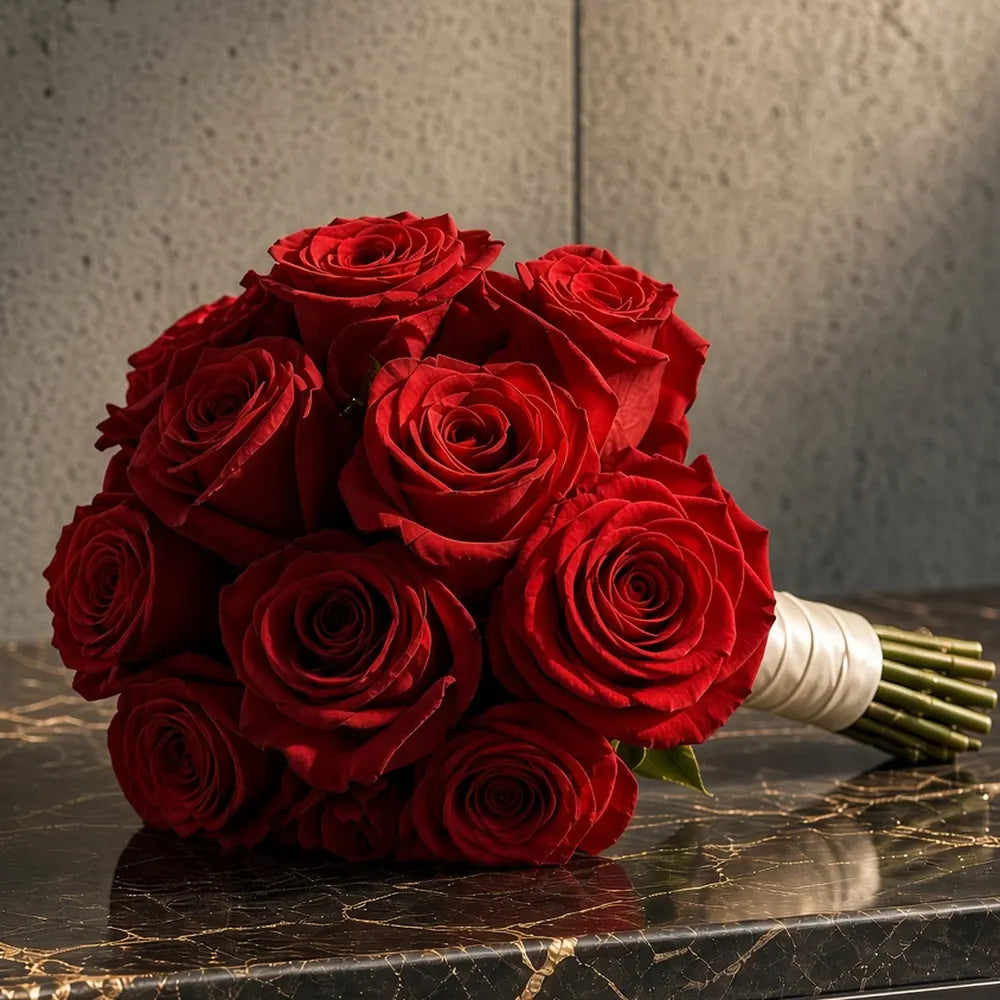 Close-up of red roses in a bridal bouquet — IFIORA florist, Warsaw (Mokotów)