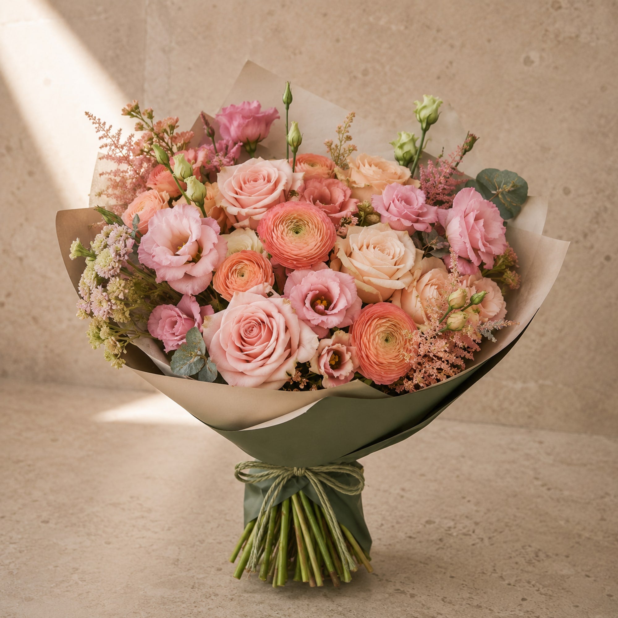 Dream Bloom Bouquet — main product photo of blush, peach, soft pink bouquet for delivery in Warsaw, Poland by IFIORA.