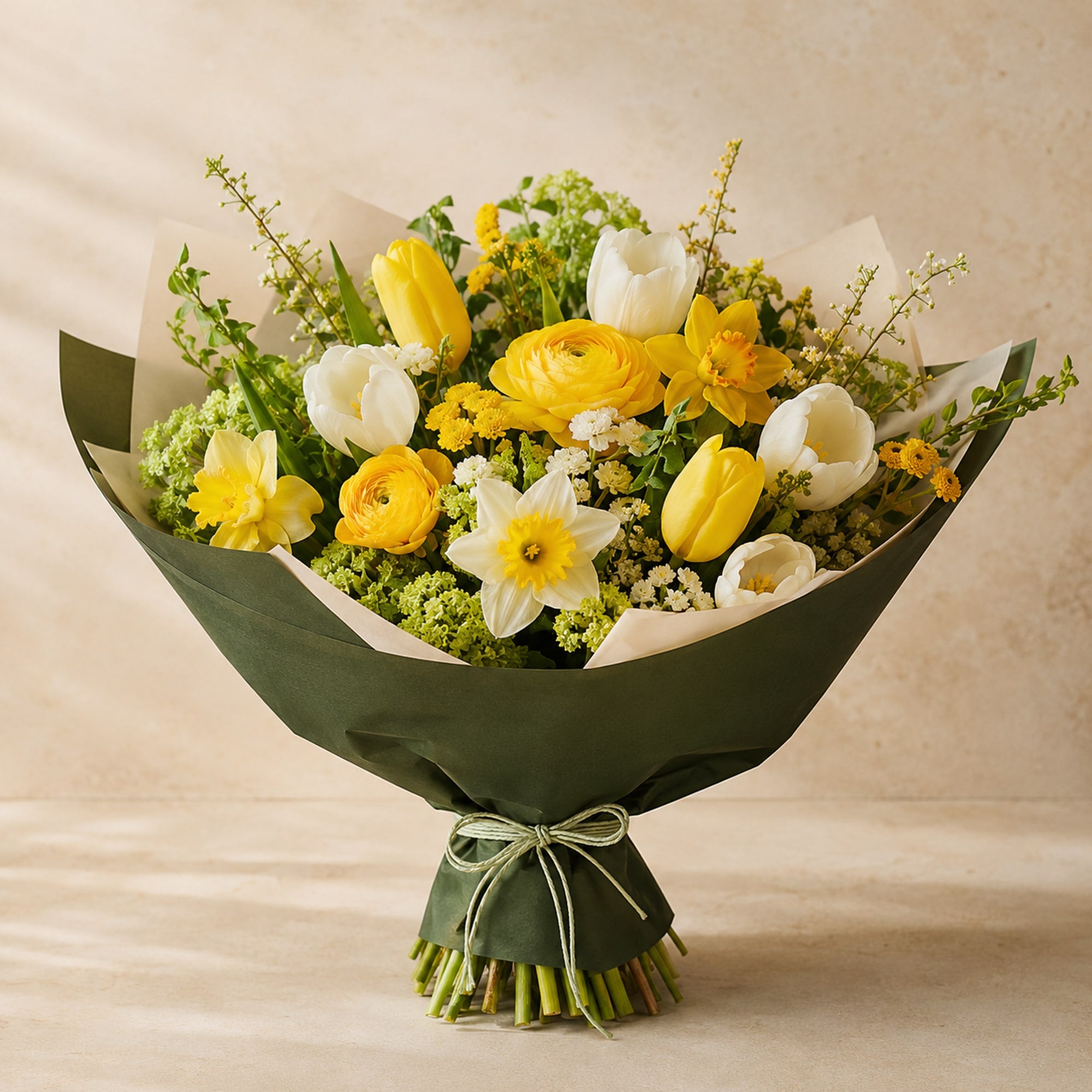 Seasonal Sunlight Bouquet — main product photo of yellow, white, fresh green bouquet for delivery in Warsaw, Poland by IFIORA.