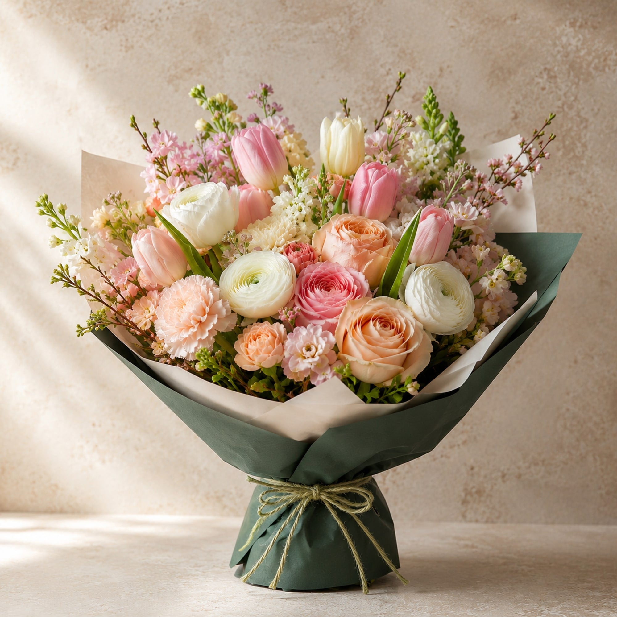 Thank You Garden Bouquet — main product photo of warm pastels bouquet for delivery in Warsaw, Poland by IFIORA.